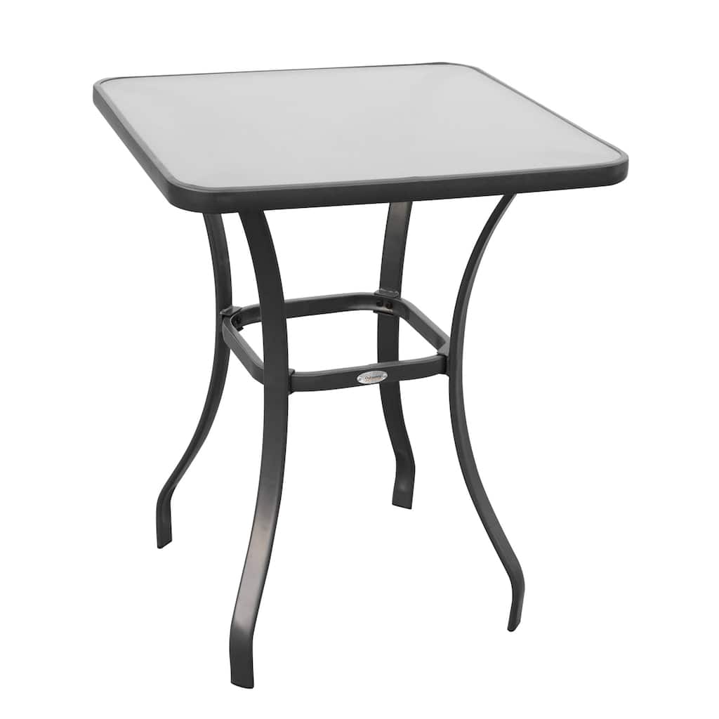 27" Square Bistro table Garden Dining table Outdoor Tempered Glass table