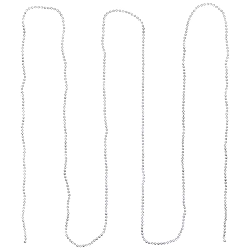 Lame Beaded Christmas Garland - 15' x .25" - Celestial Silver - Unlit - 15' x 0.25"