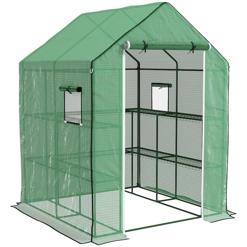 Outsunny 4.6' x 4.7' Portable Greenhouse, Water/UV Resistant Walk-In Small Outdoor Greenhouse