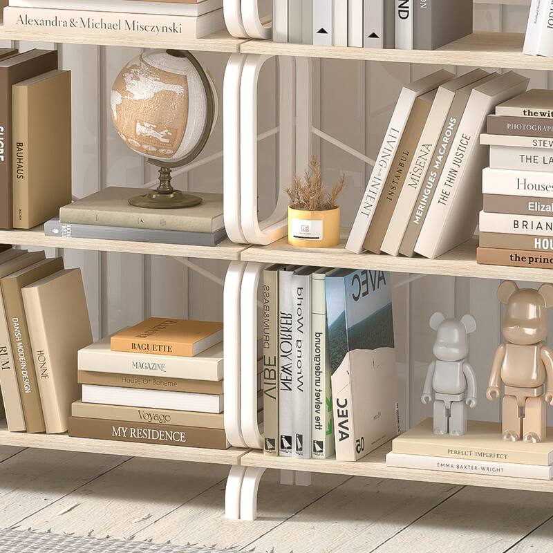 Anmytek 5 Tier Industrial Open Bookshelf White Metal Frame