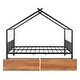 preview thumbnail 14 of 28, Metal Adorable House Full Size House Bed with Two Drawers,Kids and Baby