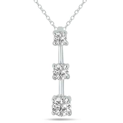 Marquee 1.50 CTW Three Stone Lab Grown Diamond Bar Pendant in 10K White Gold