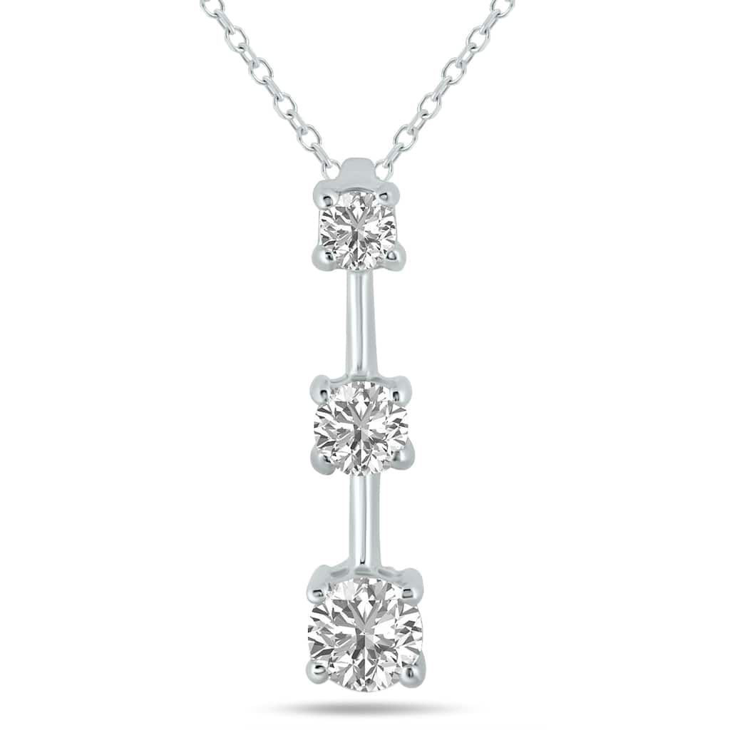 Marquee 1.50 CTW Three Stone Lab Grown Diamond Bar Pendant in 10K White Gold
