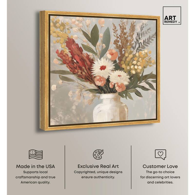White Vase Bouquet Canvas by Art Remedy