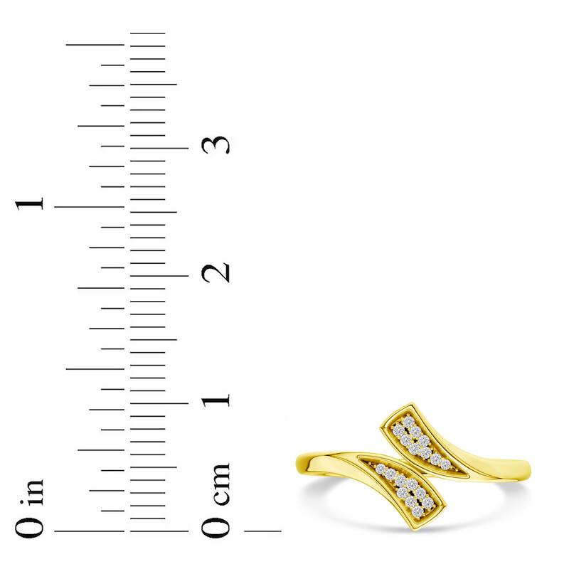 1/20ct TDW Diamond Cluster Bypass Ring in 10k Yellow Gold for Women