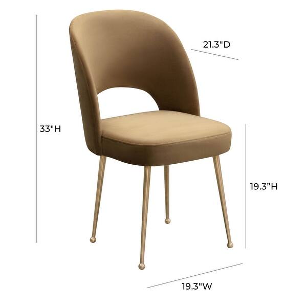 dimension image slide 0 of 3, Swell Velvet Upholstered Dining Chair