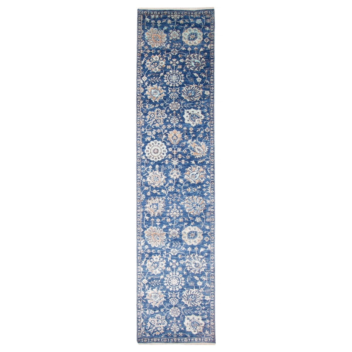 ECARPETGALLERY Hand-knotted Heritage Blue Silk, Wool Rug - 2' 7" x 11' 10"