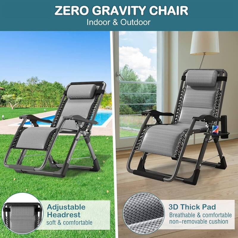 DoCred Zero Gravity Chair, Folding Lawn Chaise Recliner Lounge Chair