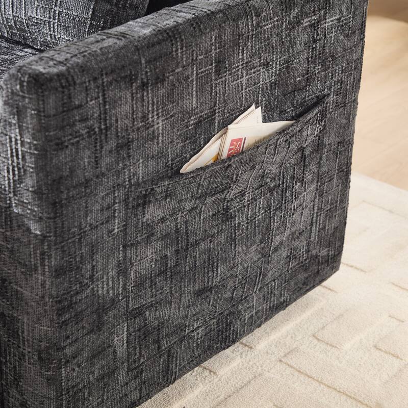Multifunctional Lazy Person Sofa Recliner Can Be Stored Storage Backrest With Cell Phone Bracket Chenille Single Leisure Chair