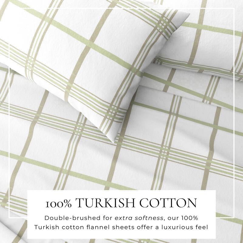 Linery & Co. Turkish Cotton Double-Brushed Printed Flannel Bed Sheet Set