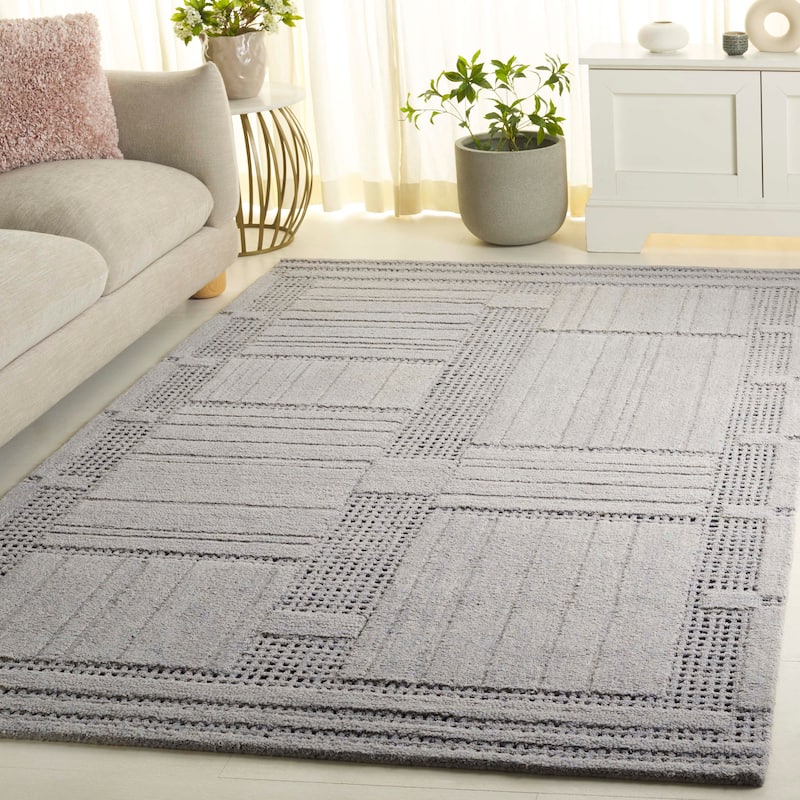 SAFAVIEH Handmade Harvest Rasa Wool Rug - Silver/Grey - 4' x 6'