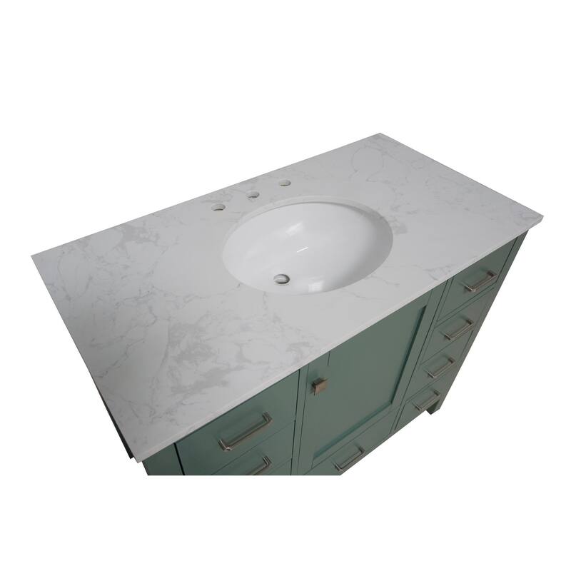 KitchenBathCollection Horizon 42" Bathroom Vanity with Engineered Carrara Top