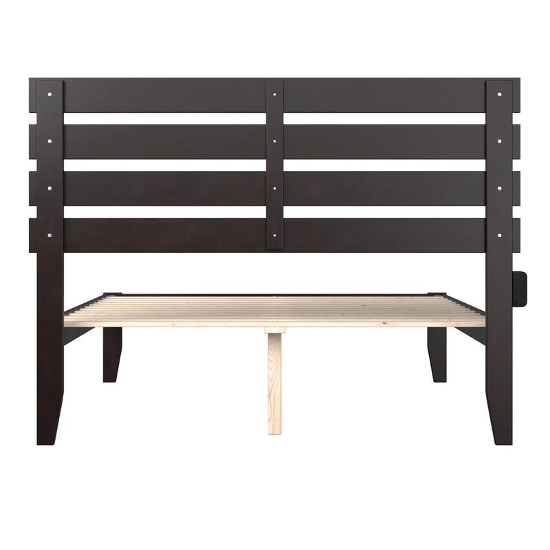 Full Size Bed Espresso Finish - Modern Renaissance Style Bed Frame - HomeStock