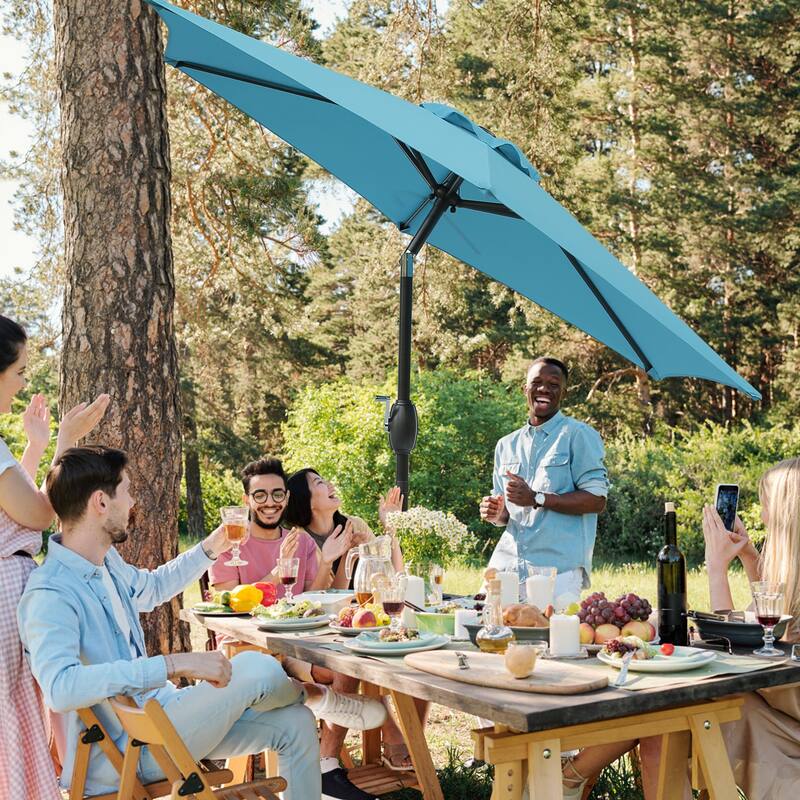 7.5ft * 7.5ft Patio Umbrella with Crank and Push Button Tilt,Outdoor Table Market Umbrella with Aluminum Pole