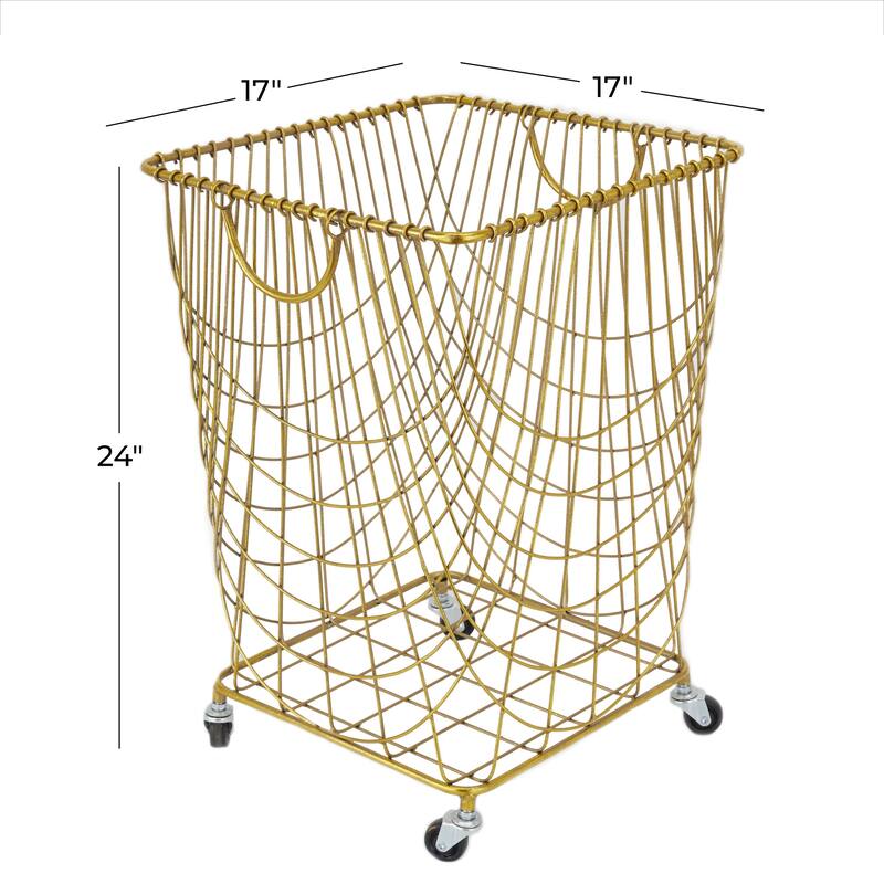 CosmoLiving by Cosmopolitan 26x16 Metal Rolling Storage Basket - 16"L x 16"W x 24"H