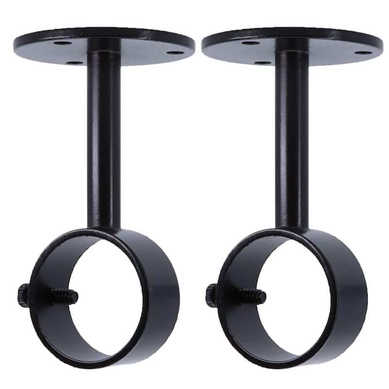 Meriville Ceiling-Mounted or Wall-Mounted Curtain Rod Brackets, for up to 1 ¼" Diameter Drapery Rods, 2 PCs - Oil-Rubbed Bronze - For 1" or 1 1/4" Rod