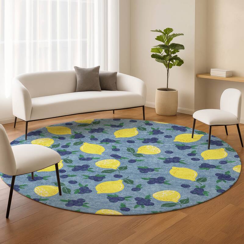 Machine Washable Indoor/ Outdoor Citrus Berry Chantille Rug