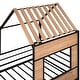 preview thumbnail 22 of 37, Metal House Bunk Bed with Roof and Guardrails, Twin Size