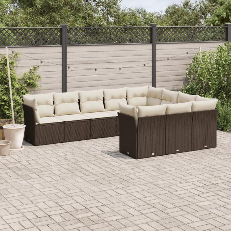 vidaXL Garden Sofa Set Brown - 24.4 x 24.4 x 27.2