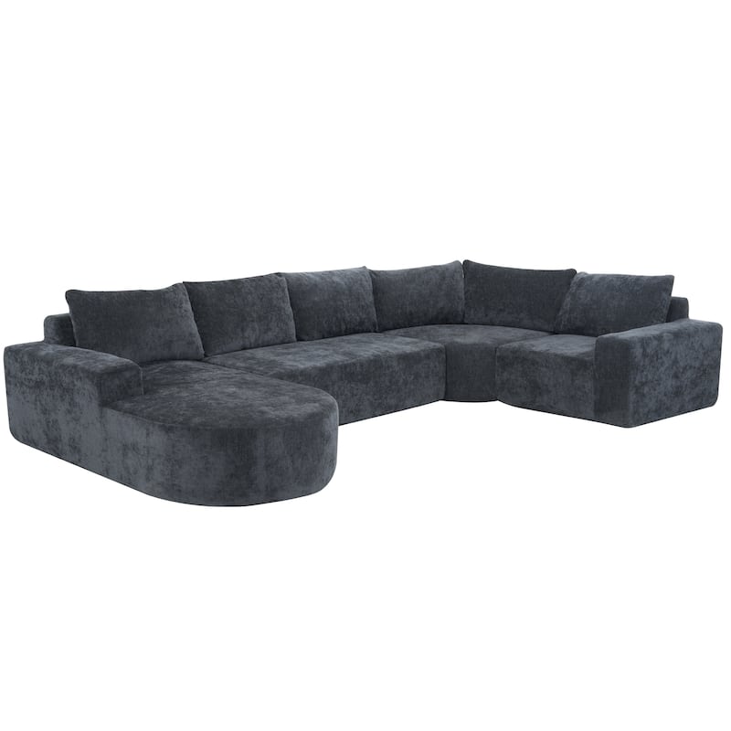 139" Grey U-shaped Modular Sectional Sofa for Living Room