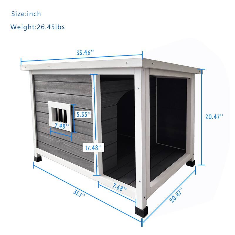 Wooden Dog House Dog Crate with Porch Deck Outdoor Puppy Dog Kennel Waterproof Dog Cage Dog Room for Living Room