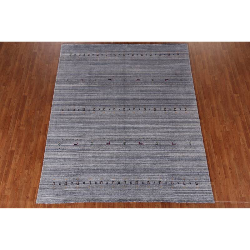 Hand Knotted Oriental 100% Wool Carpet Tribal Tribal Multi-Colored Gabbeh Area Rug - 9' 8'' X 7' 10''