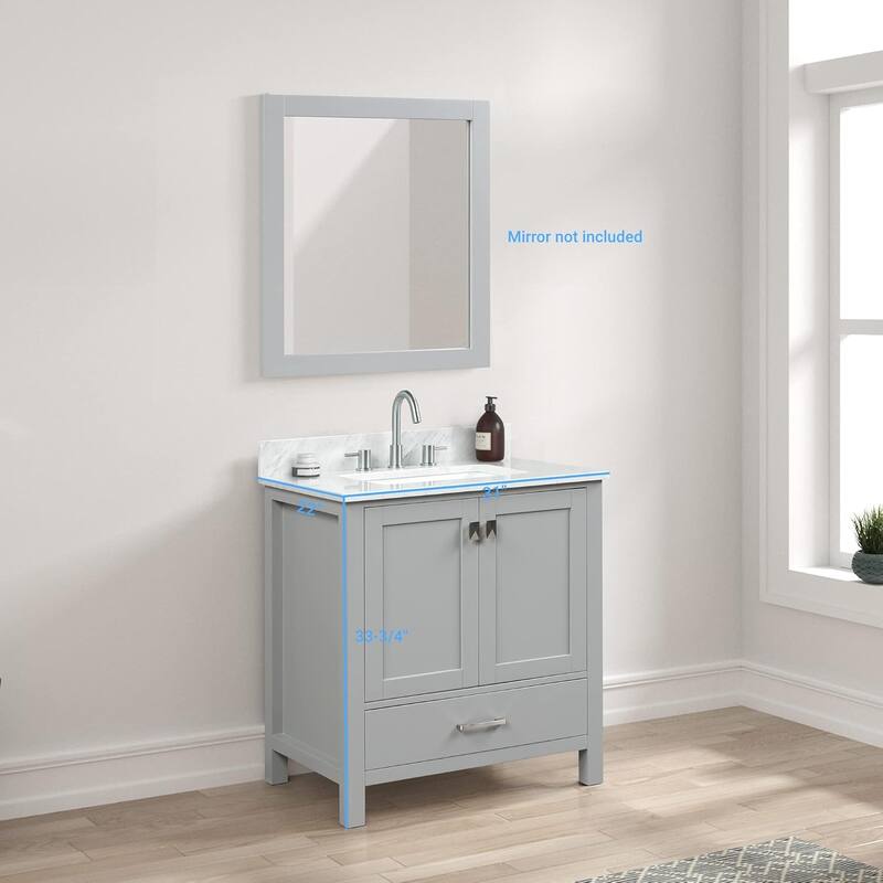 Blossom Geneva 30" Solid Wood Bathroom Vanity with Marble Top