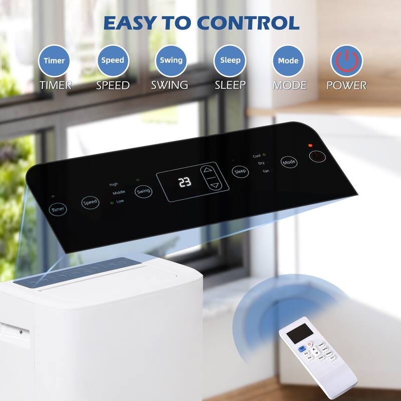 12000 BTU Portable Air Conditioner 4 in 1 with Dehumidifier and Fan. Remote Control. For Rooms up to 549 Sq Ft