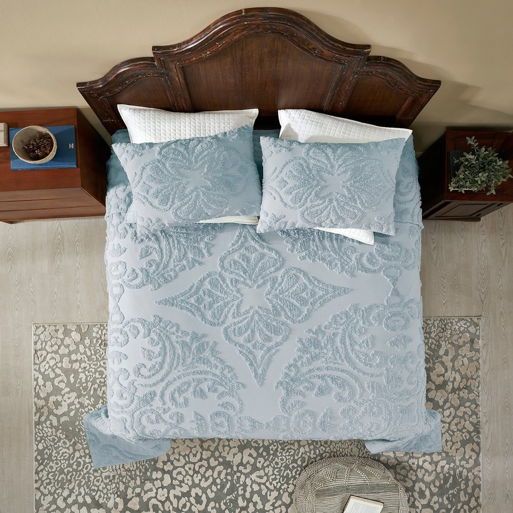 Better Trends Rylee Collection 100% Cotton Tufted Floral Design Bedspread Set-Smooth, Durable, Machine Washable & Tumble Dry