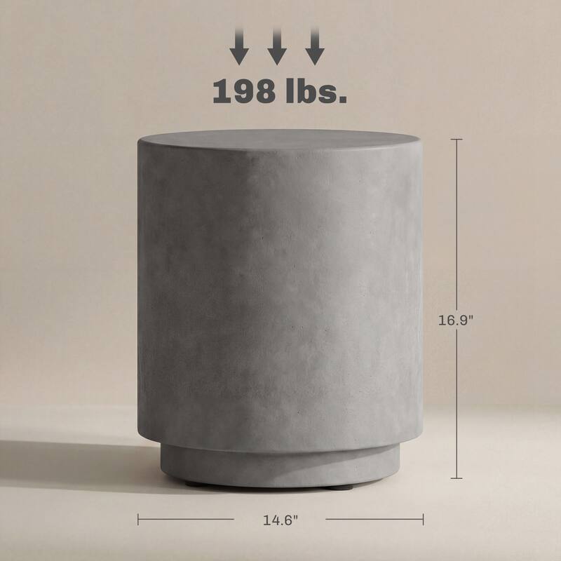 HOMCOM Lightweight Accent Table with Concrete Finish, Round Side Table with 4 Adjustable Feet for Indoor, Outdoor