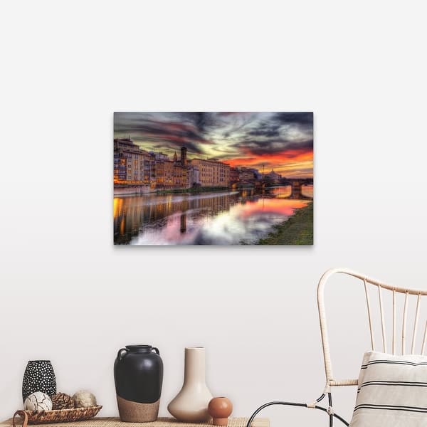Shop Black Friday Deals On Dusk Waterfront In Tuscany Italy Canvas Wall Art Overstock 16481269