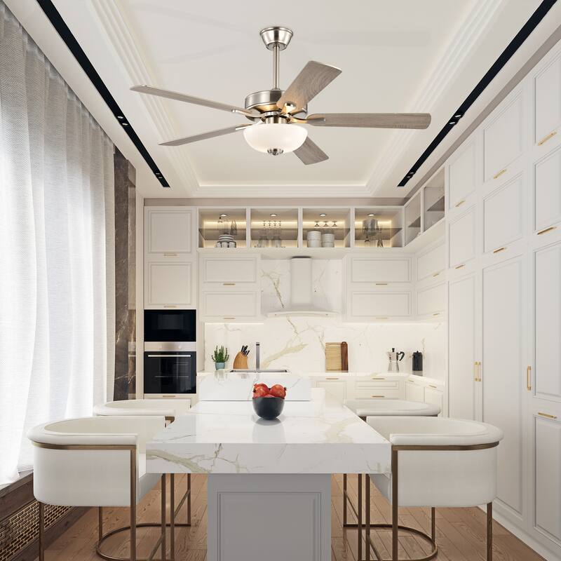 52-in Matte Black/Brushed Nickel/White 5-Blade Indoor Reversible Ceiling Fan with LED Light and Remote Control - 52 inch