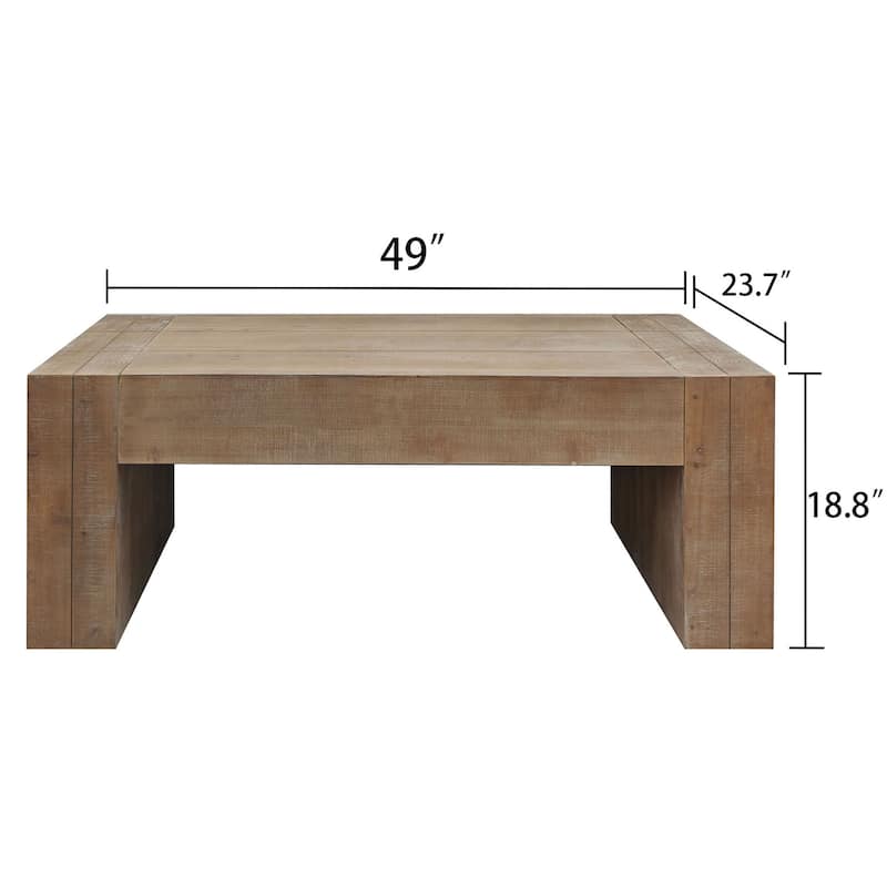Modern Solid Wood Coffee Table Rustic-Style Coffee Table Rectangular Coffee Table, for Living Room, Black, 49-inch