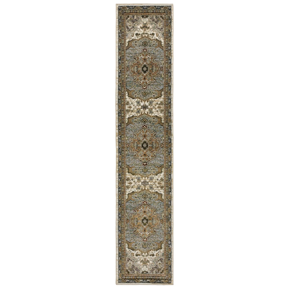 Style Haven Adalynn Center Medallion Ivory/ Blue Area Rug