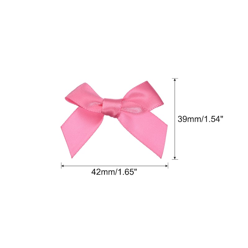 100Pcs Mini Ribbon Bow Mini Fabric Satin Ribbon Flower Bows - Dark Pink