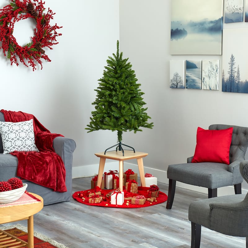 4' Pre-Lit Sierra Spruce Artificial Christmas Tree, Clear LED Lights - 4 Foot