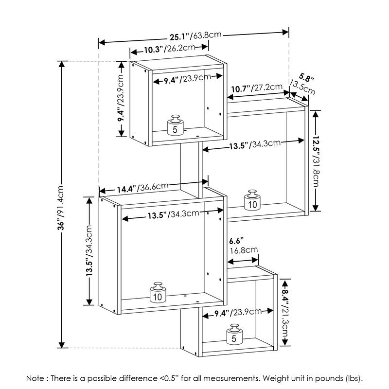 Furinno Rossi Interweave Wall Mount Floating Cube Shelf