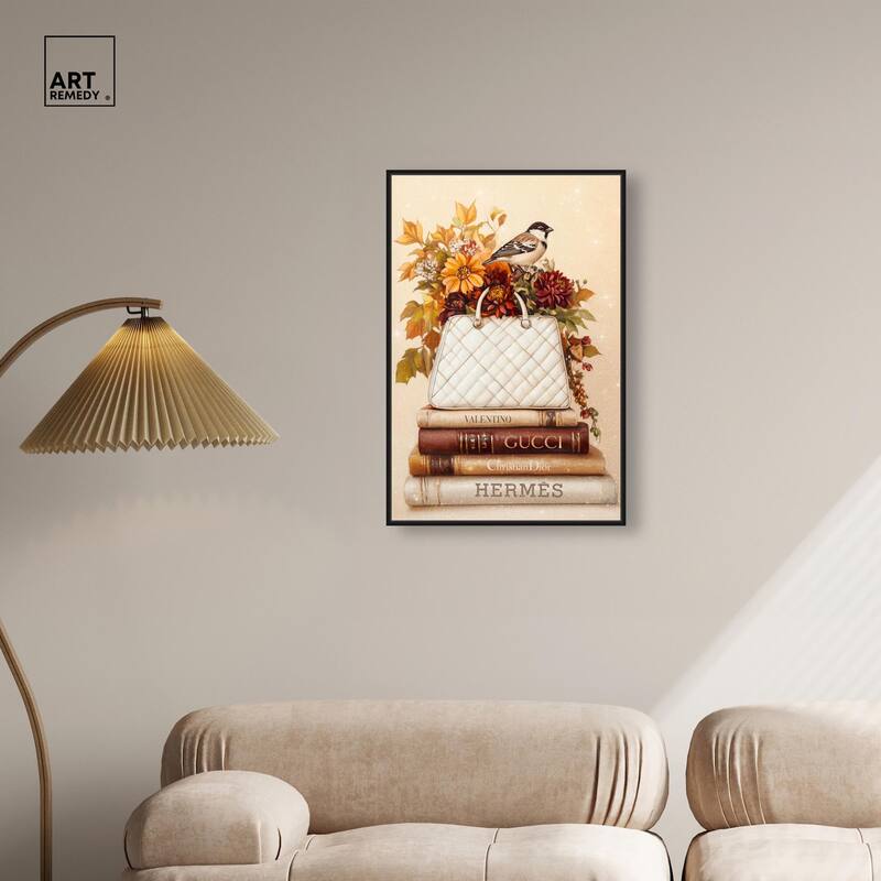 Little Bird Fall Flowers Glam Canvas by Art Remedy