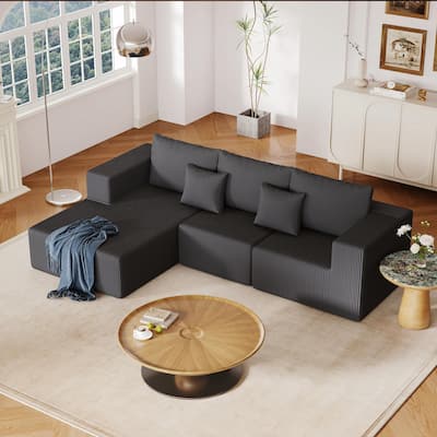 108.3" Sectional Foam Couch, L-Shape Sofa with Chaise Lounge, Modular Cloud Sofa