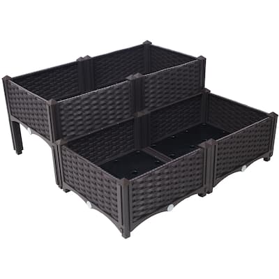 Modern Minimalist Garden Bed with Automatic Watering System 1 Drainage Hole Panel, for Vegetable Flower Herb Outdoor - 8' x 10'