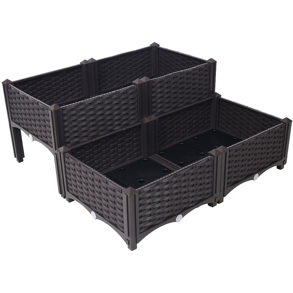 Modern Minimalist Garden Bed with Automatic Watering System 1 Drainage Hole Panel, for Vegetable Flower Herb Outdoor - 8' x 10'