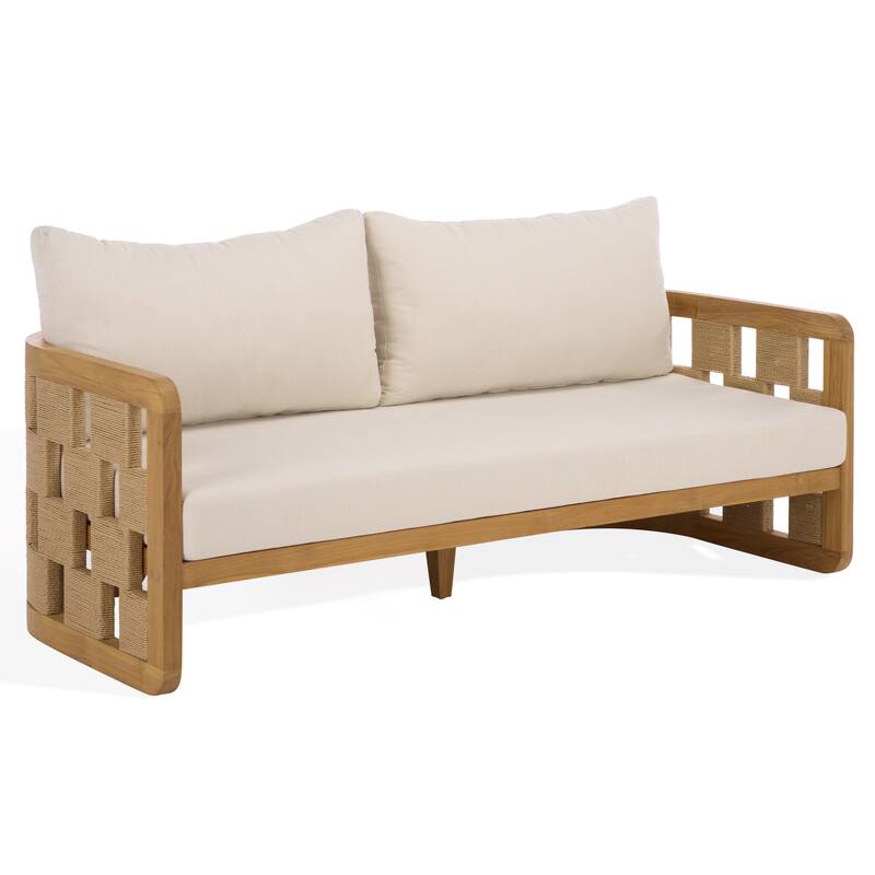 SAFAVIEH Couture Skipper Teak Patio Sofa - 69"W x 30"D x 24"H
