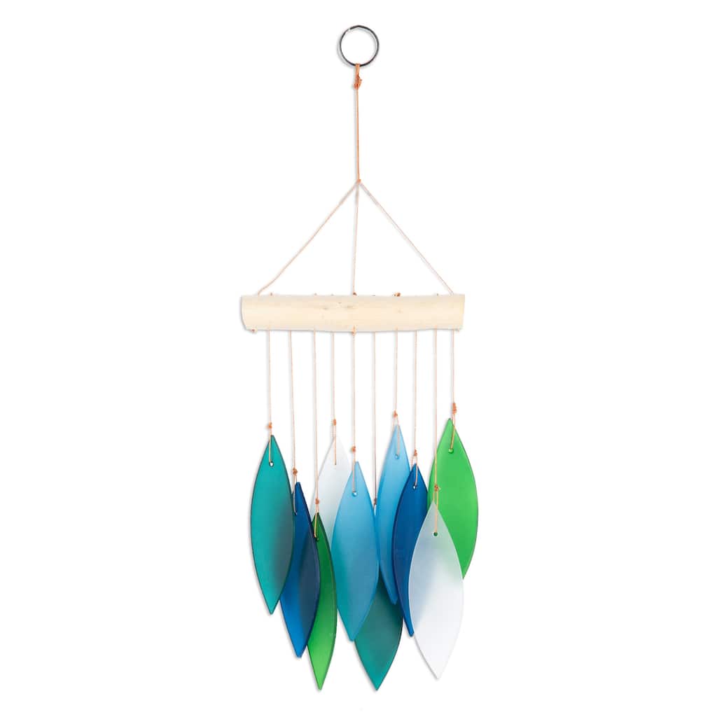 Novica Handmade Rhythm Of Life Wood And Glass Wind Chime