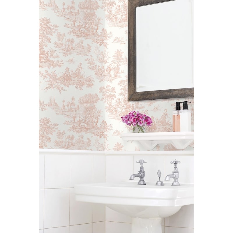 Seabrook Designs Chateau Toile Prepasted Wallpaper