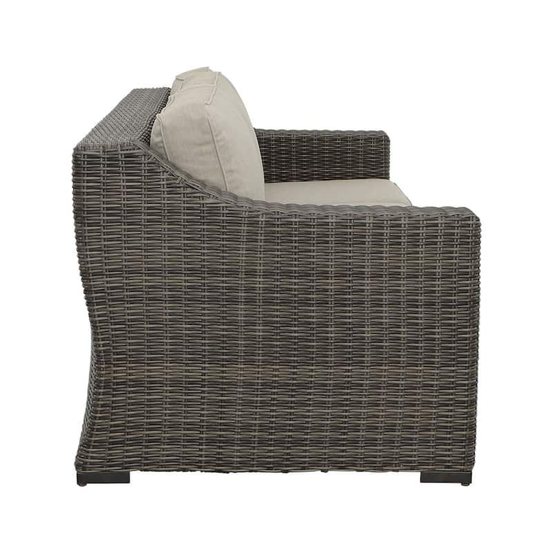 Jarrow Rattan Wicker Sofa, Brown/ Gray