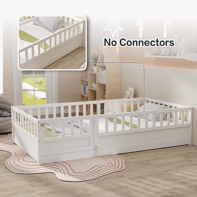 Twin Size Floor bed with super high security barrier For children