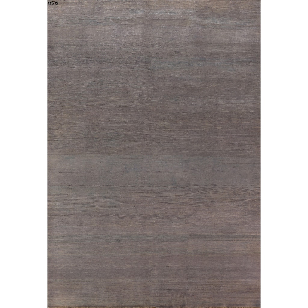 Modern Gray Gabbeh Oriental Area Rug Hand-Knotted Wool Carpet - 7'0" x 9'7"