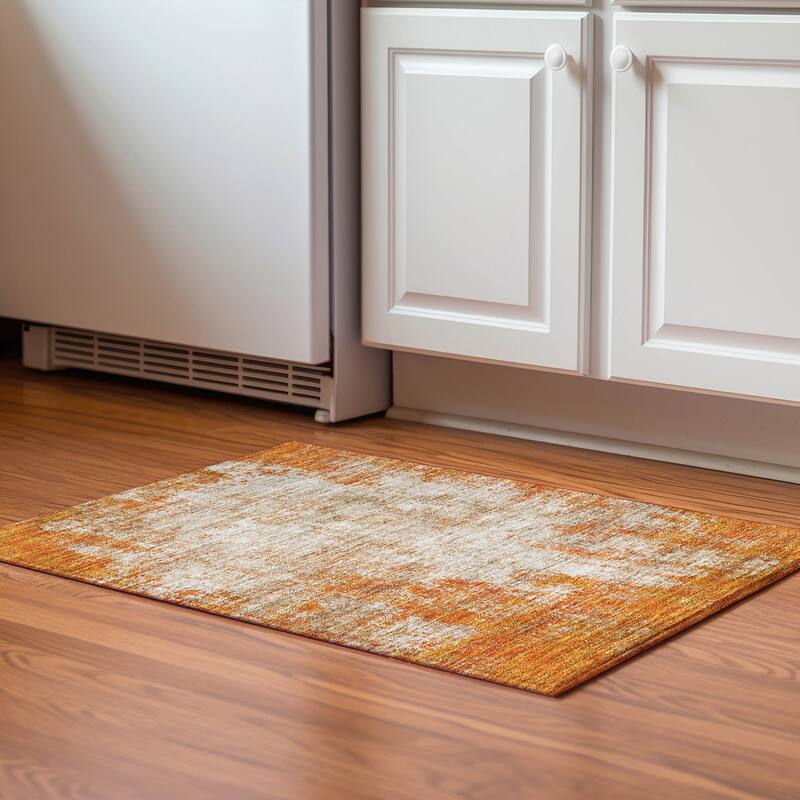 Premium Washable Super Soft Solid Casual Mayfield Rug - Orange - 1'8" x 2'6"