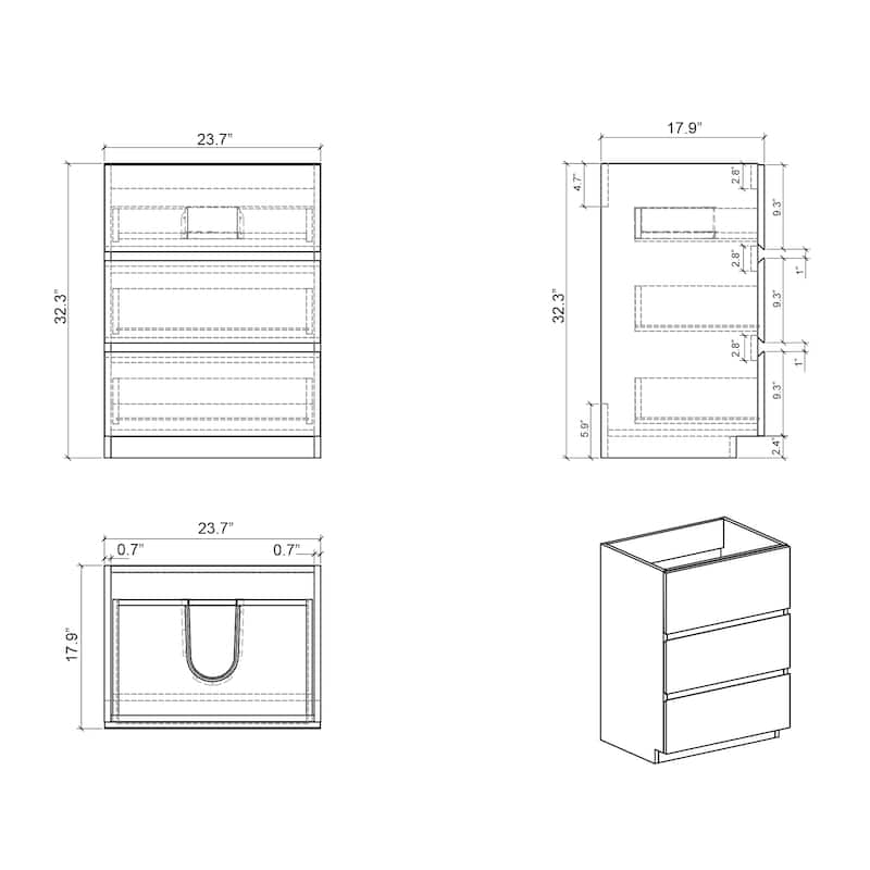 GDFStudio - TIA Freestanding Bathroom Vanity with Sink Basin
