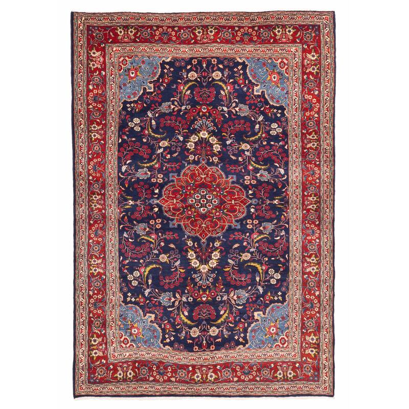 ECARPETGALLERY Hand-knotted Kayseri Dark Navy Wool Rug - 6'8 x 9'6